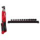 Milwaukee M12 12V Lithium-Ion 3/8 in. Cordless Ratchet (Tool-Only) and 3/8 in. Drive Metric 6 Point Impact Socket Set (14-Piece)
