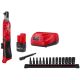 Milwaukee M12 12V Lithium-Ion 1/4 in. Cordless Ratchet Kit with Battery, Charger and Bag with Metric Impact Socket Set (14-Piece)