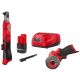 Milwaukee M12 12V Lithium-Ion 3/8 in. Cordless Ratchet Kit with Battery, Charger, Bag, and M12 FUEL 12V 3 in. Cut Off Saw