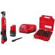Milwaukee M12 12V Lithium-Ion 1/2 in. Cordless Ratchet Kit with Battery, Charger, Bag and 1/2 in. Impact Socket Set