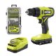 RYOBI ONE+ 18V Cordless 1/2 in. Drill/Driver Kit with 1.5 Ah Battery, Charger, and Impact Rated Driving Set (50-Piece)