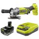 RYOBI ONE+ 18V Cordless 4-1/2 in. Angle Grinder with ONE+ 18V HIGH PERFORMANCE 4.0 Ah Battery and Charger