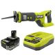 RYOBI ONE+ 18V Cordless Reciprocating Saw with ONE+ 18V HIGH PERFORMANCE 4.0 Ah Battery and Charger