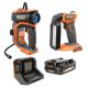 RIDGID 18V Cordless Digital Inflator Kit with 2.0 Ah Battery and Charger with 18V Cordless Stick Light