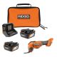 RIDGID 18V 4.0 Ah Battery (2-Pack) with Charger, Bag, and 18V Cordless Oscillating Multi-Tool