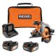 RIDGID 18V 4.0 Ah Battery (2-Pack) with Charger, Bag, and 18V Cordless 6-1/2 in. Circular Saw