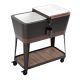 Karl home 80 qt. Red Brown Woodgrain Patio Cooler Cart