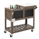 Karl home 80 qt. Gray Brown Woodgrain Patio Cooler Cart with Chalkboard Panel