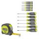 RYOBI 25 Ft. Compact Tape Measure with Screwdriver Set (12-Piece) with Cushion Grip Handles