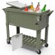 PERMASTEEL Party Cooler, 80-qt. Capacity, Divider Cooler, Rolling Ice Chest for Entertainment, Matte Green