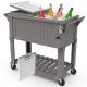 PERMASTEEL Party Cooler, 80-qt. Capacity, Divider Cooler, Rolling Ice Chest for Entertainment, Matte Gray