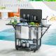 104 qt. Large Capacity Outdoor Cooler Cart, Patio Rolling Ice Chest with Bottle Opener Shelves Wheels, Gray