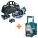 Makita 40V Max XGT Brushless Rear Handle 10-1/4 in. Circ Saw Kit, AWS Capable (4.0Ah) with 40V Max XGT Bluetooth Job Site Radio