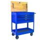 Indomitus 3 Drawers W: 17.59 Multifunctional Tool Cart with Wheels and Wooden TOP-Blue