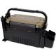 Damodpoy 9 in. W Army Green Plastic Portable Dual-layer Fishing Tackle Tool Box with Rod Holder, Cup Holder and Carring Strap