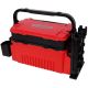 Damodpoy 9 in. W Red Plastic Portable Dual-layer Fishing Tackle Tool Box with Rod Holder, Cup Holder and Carring Strap