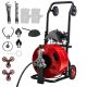 SKYSHALO Drain Cleaner Machine 100 ft. x 3/4 in., Auto Feed Sewer Snake Auger, Multi-Wheel Combination, 6 Cutters, 2025 update