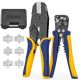 6 in 1 Crimping Tool Kit and Wire Stripper with 6 Interchangeable Dies for Heat Shrink, Ferrule, Open Barrel