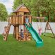 Backyard Discovery Spruce Hollow Spruce Wood Outdoor Swing Set Playset with Wave Slide, Clubhouse, Rock Wall, and Play Kitchen