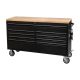 Garvee 61 in. W x 18 in. D Heavy Duty 9-Drawer Mobile Workbench Cabinet Wood Top Tool Chest with Wheel and Power Outlet, Black