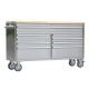 Garvee 61 in. W x 18 in. D Heavy Duty 9-Drawer Mobile Workbench Cabinet Wood Top Tool Chest with Wheel and Power Outlet, Silver