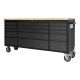Garvee 72 in. W x 18 in. D Heavy Duty 15-Drawer Mobile Workbench Cabinet Wood Top Tool Chest with Lockable Wheels, Black