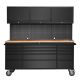Garvee 72 in. W x 18 in. D Heavy Duty 15-Drawer Mobile Workbench Tool Chest with Top Cabinets, Pegboard and Wheels, Black