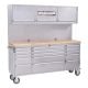Garvee 72 in. W x 18 in. D Heavy Duty 15-Drawer Mobile Workbench Tool Chest with Top Cabinets, Pegboard and Wheels, Silver