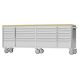 Garvee 96 in. W x 18 in. D 24-Drawer Mobile Workbench Cabinet Stainless Steel Tool Chest with Wood Top & Lockable Wheels