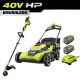 RYOBI 40V HP Brushless 21 in. Cordless Battery Walk Behind Self-Propelled Mower & String Trimmer-(2) 6.0Ah Batteries & Charger