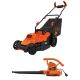 BLACK+DECKER 15 in. 10 AMP Corded Electric Walk Behind Push Lawn Mower with 12 AMP Corded Electric 3-in-1 Leaf Blower, Vac & Mulcher