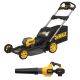 DEWALT FLEXVOLT 1 x 60V MAX 21 in. Cordless Battery Powered Push Lawn Mower Kit and Blower w/ (2) 3.0 Ah Batteries and Chargers