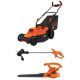 BLACK+DECKER 15 in. 10 AMP Corded Electric Walk Behind Push Lawn Mower, 13 in. 4 Amp String Trimmer/Lawn Edger and 7 AMP Leaf Blower