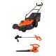 BLACK+DECKER 17 in. 12 AMP Corded Electric Walk Behind Push Lawn Mower, 13 in. 4 Amp String Trimmer/Lawn Edger and 7 AMP Leaf Blower
