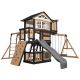 Backyard Discovery Rosewood Falls Cedar Wood Outdoor Swing Set Playset with Monkey Bars, Clubhouse, Crow's Nest, and Play Kitchen