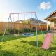 GOGEXX All-in-1 Blue and Pink Swing Set with Slide for Outdoor Fun