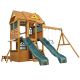 KidKraft Overland Heights Wood Outdoor Playset for Ages 3-10 Years Old with Dual Slides, Swing Set, Rock Wall, & Playground Toys