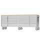 96 in. Stainless Steel Mobile Workbench Cabinet with Wheels, 24-Drawer, Rubber Wood Top, Lock Key for Workshop Storage
