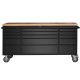 72 in. Stainless Steel Mobile Workbench Cabinet with Lockable Wheels, 15-Drawer, Rubber Wood Top, Lock Key for Workshop
