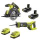 RYOBI ONE+18V Cordless 5-1/2 in. Circular Saw Kit w/ ONE+18V Cordless Reciprocating Saw, (2) 2 Ah Batteries, & (2) Chargers