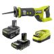RYOBI ONE+18V Cordless Reciprocating Saw Kit with 2 Ah Battery and Charger & ONE+ 4 Ah Battery