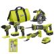 RYOBI ONE+18V Cordless 6-Tool Combo Kit with 1.5 Ah Battery, 4.0 Ah Battery, Charger & Reciprocating Saw Blade Set (15-Piece)