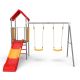 maocao hoom Metal and Plastic Treehouse Swing Set with Slide, Belt Swings, and Canopy, Safe, Sturdy, and Portable for Kids Ages 3-8