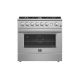 Forno Appliances - 36 in. Wide 6 Burner Marco 5.36 Cu. Ft. Freestanding Gas Convection Range - Silver
