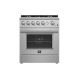 Forno Appliances - 30 in. Wide 5 Burner Giovanni 4.32 Cu. Ft. Freestanding Gas Convection Range with Reversible Griddle - Silver