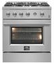 Forno Appliances - 30 in. Wide 4 burner Marco 4.32 Cu. Ft. Freestanding Gas Convection Range with Dual Ring Burner - Silver