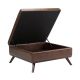 Simpli Home - Owen Square Mid-Century Modern Faux Air Leather Ottoman With Inner Storage - Distressed Chestnut Brown