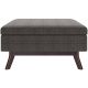 Simpli Home - Owen Square Mid-Century Modern Woven Fabric/Faux Air Leather Ottoman With Inner Storage - Ebony