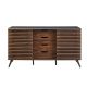 Walker Edison Mid Century Modern Sliding Slat Door TV Stand for TV's up to 65in. Ebony/Dark Walnut