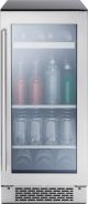 Zephyr Presrv 15 in. 4-Bottle and 64-Can Single Zone Beverage Cooler - Stainless steel and glass